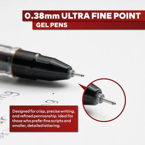 Miniatura 6 de XFasten Bolígrafos de punta extra fina de 0.015 in, paquete de 24 bolígrafos de tinta de gel de estilo japonés negro, flujo de tinta suave, sin