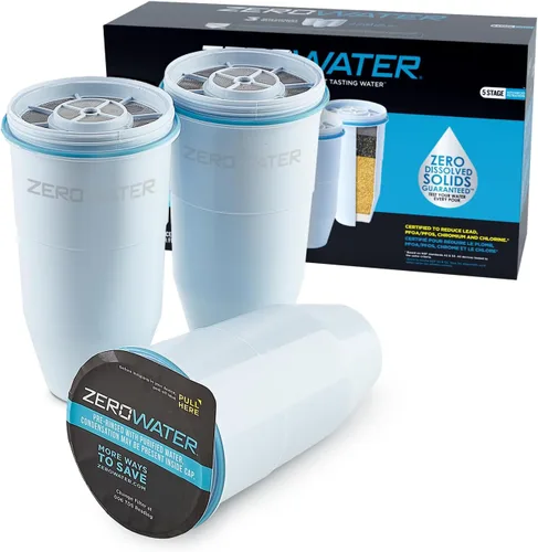 ZeroWater Filtro de repuesto oficial – Reemplazo del filtro TDS 0 de 5 etapas – Sistema IAPMO certificado para reducir plomo, cromo y PFOA/PFOS,
