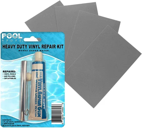 Kit de parches de reparación de vinilo resistente | Pegamento adhesivo de cemento de vinilo y parches de colores para inflables, barcos, balsas,
