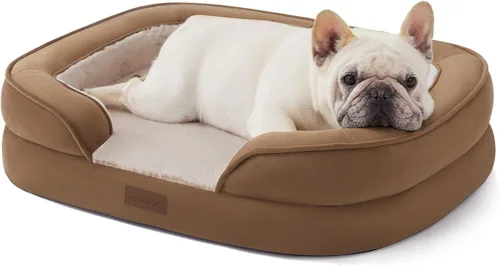 Miniatura 14 de Soft Touch - Cama ortopédica XL para perros grandes con parte superior de pelo sintético, sofá para mascotas impermeable con funda extraíble y Gris