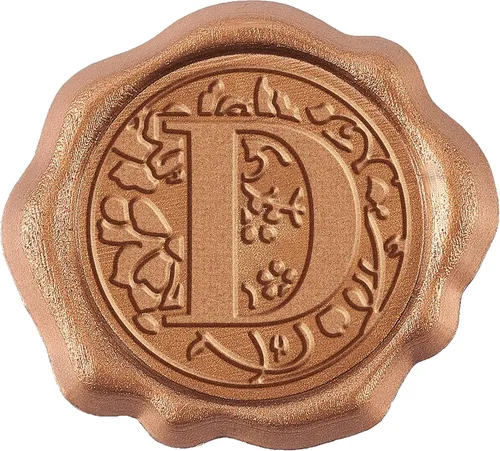 CRASPIRE Calcomanías adhesivas de cera con inicial, 25 unidades, diseño floral, sellos de cera dorados, calcomanías decorativas de sobre para
