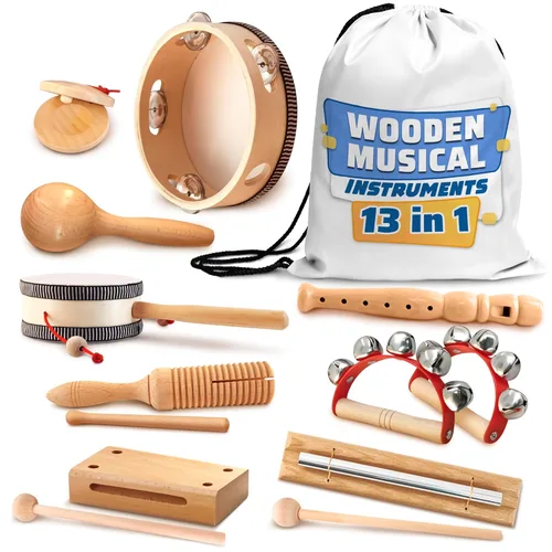 Instrumentos de percusión para adultos – Kit de instrumentos musicales de 13 piezas con bolsa de almacenamiento duradera – Mejora el ritmo y la
