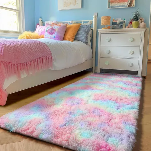 Miniatura 40 de PAGISOFE Alfombras esponjosas de dormitorio de 4 x 6 pies, color negro, alfombra moderna para sala de estar, alfombra lanuda para interiores