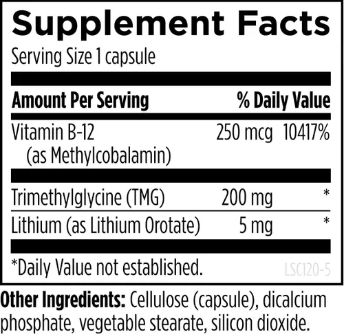 Miniatura 3 de Designs for Health Lithium Synergy - Orotato de litio de 5 mg con TMG + metilcobalamina B12 - Suplemento biodisponible de apoyo para el estado