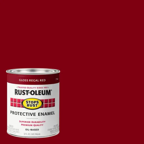 Miniatura 2 de Rust-Oleum 7765502 - Pintura anti-óxido para aplicación con brocha, cuarto de galón, color rojo real brillante, (paquete de 1)