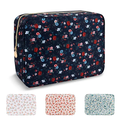 Miniatura 75 de Estuche pequeño para lápices y maquillaje para bolso, lindo estuche de lápices, bolsa de pinceles de maquillaje de nylon con cremallera, estuche