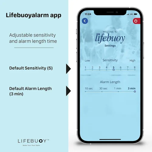 Miniatura 5 de Lifebuoy Sistema de alarma de piscina - Sensor de movimiento de piscina con algoritmo avanzado - Alarma inteligente para piscina que es controlada