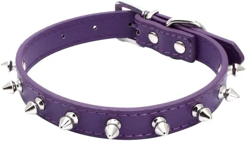 Miniatura 12 de Collar de perro con pinchos para perros pequeños, remache de hongos, piel sintética suave, collar con tachuelas para gato, collar ajustable
