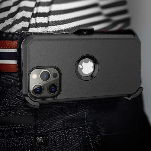 Miniatura 7 de Funda de teléfono para iPhone 13 Pro Max, resistente, resistente a prueba de golpes, funda protectora con clip para cinturón para Apple iPhone 13