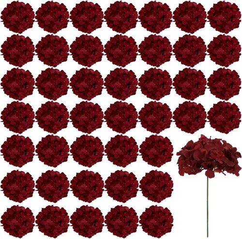 Miniatura 26 de Auihiay 26 piezas de flores hortensias artificiales de seda con tallo para decoración del hogar, bodas, fiesta.