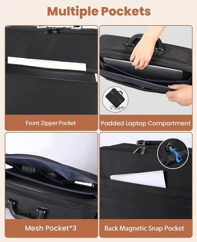 Miniatura 5 de Jetviivid Maletín para laptop para hombres de 15.6 a 16 pulgadas, bolsa ligera de fijación, bolsa de trabajo de negocios, funda de transporte