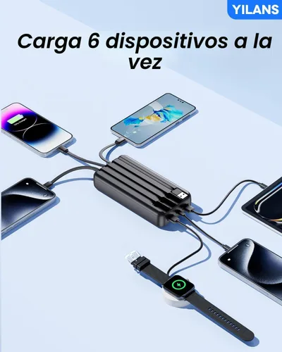 Miniatura 3 de Cargador portátil, cargador de batería de 50000 mAh, cable integrado, 22.5 W PD USB C de entrada y salida de carga rápida, batería externa con 6