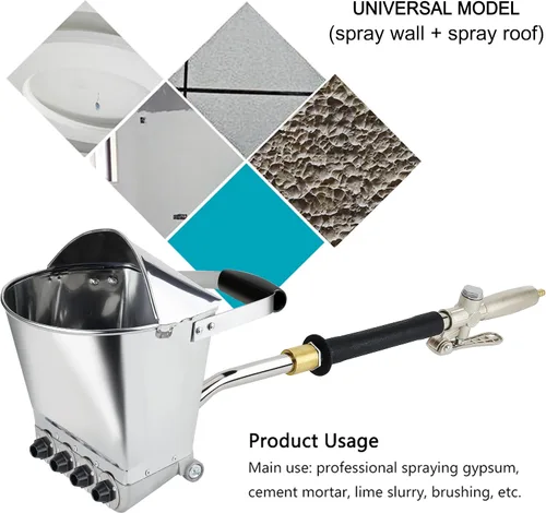 Miniatura 6 de Ouya Pulverizador de yeso de mortero de cemento de estuco con cubierta de pared y techos tolva con 4 chorros de pulverización reemplazables, LP02DZ