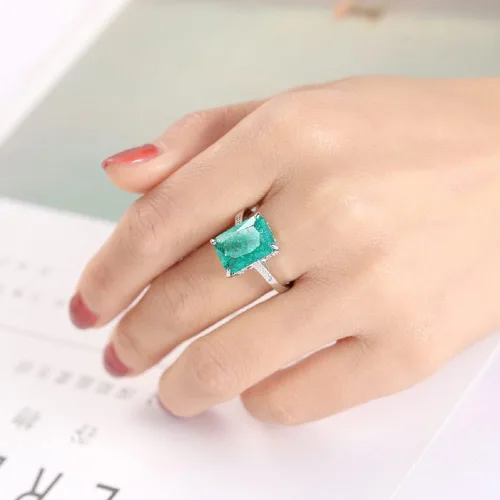 Miniatura 4 de Anillo de compromiso de plata de ley 925 con topacio para mujer, anillo de zafiro con piedras preciosas de aguamarina, joyería de compromiso