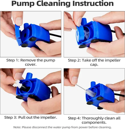 Miniatura 8 de Bomba de fuente de agua para gatos de repuesto (sin LED y con cepillo), motor sumergible IP68 DR-DC 160 bomba de agua sumergible para acero Bomba
