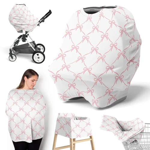 Miniatura 12 de Sweet Jojo Designs Funda de asiento de coche para bebé, color rosa rubor, estilo bohemio, Shabby Chic floral, para lactancia, silla alta, carrito