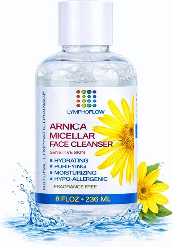 Bruizex Arnica Montana Agua limpiadora micelar, limpiador facial y removedor de maquillaje, adecuado para todo tipo de piel, uso para drenaje