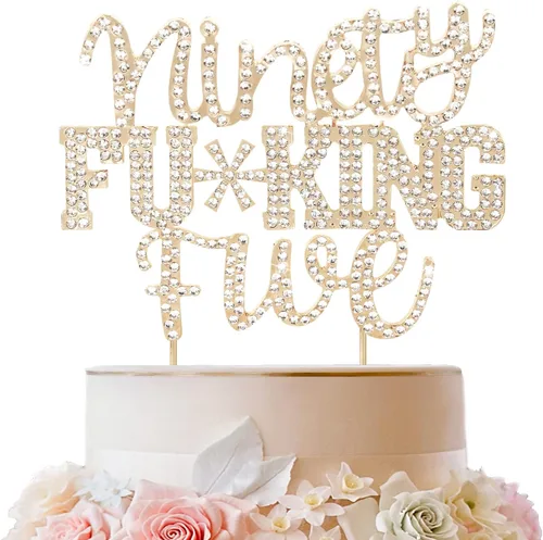 Miniatura 45 de LINGTEER Veintiún divertidos adornos dorados para tartas con diamantes de imitación – Saludos a los 21 años de edad, decoración de centros de mesa
