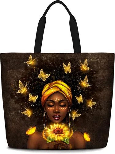 Bolsos de mano afroamericanos para mujer, bolso de arte negro Afro Black Girl Magic Satchel bolsos para gimnasio, escuela, viajes