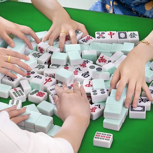 Miniatura 6 de Mahjong Mat, tapete de mesa Mahjong con bolsa de transporte negra, tapete de juego antideslizante de goma y cubierta de mesa reductora de ruido