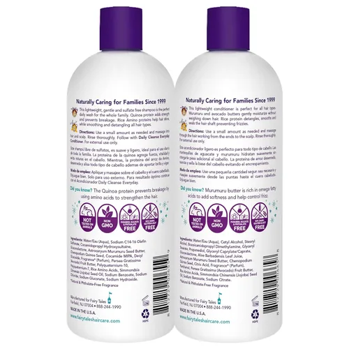 Miniatura 2 de Fairy Tales Set de champú y acondicionador diario para niños - Producto natural definido suave, sin enredos, hidratante y nutritivo, ingredientes