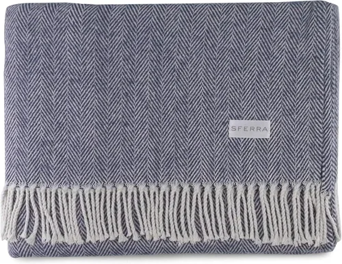 Miniatura 18 de Sferra Celine Herringbone, manta 100% algodón, color aguamarina