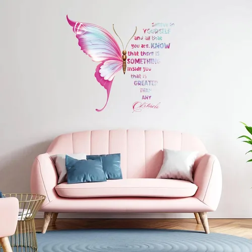 Miniatura 3 de Grandes calcomanías adhesivas de mariposas inspiradoras para pared, calcomanías de pared motivacional con frases positivas para pelar y pegar
