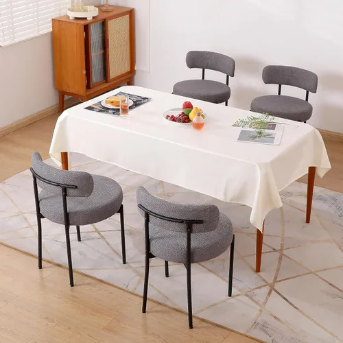 Miniatura 12 de Juego de 2 sillas de comedor negras, sillas de comedor modernas de mediados de siglo, respaldo curvado, sillas de comedor tapizadas redondas