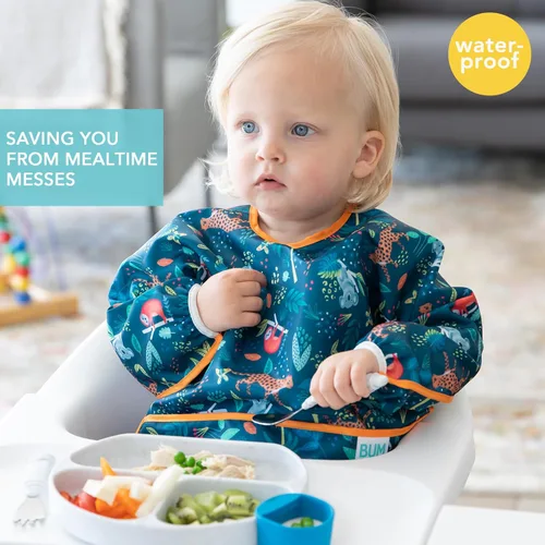 Miniatura 2 de Bumkins Babero con mangas para niña o niño, bebé y niño pequeño para 6-24 meses, imprescindible para comer, alimentar, suministros de destete LED