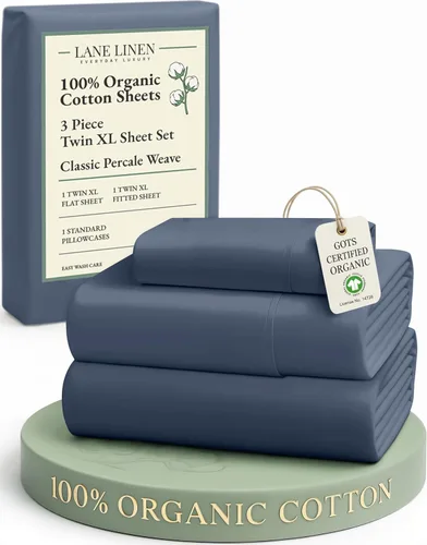 Miniatura 27 de LANE LINEN Sábanas 100% algodón orgánico para cama tamaño King, sábanas de percal suave, transpirables, de lujo, estilo hotelero, lavables a 09