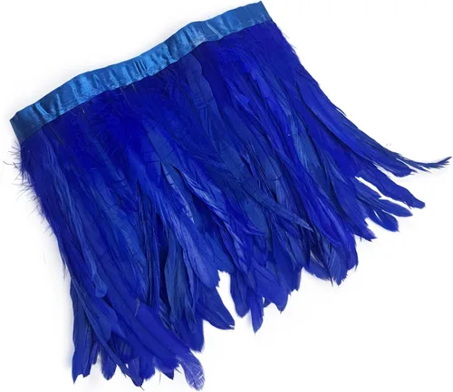Miniatura 12 de 2 yardas de flecos de plumas hackle de gallo de 8-10 pulgadas, ribete de plumas para costura y manualidades, decoraciones de bricolaje - Negro