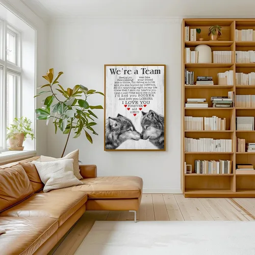 Miniatura 2 de Cuadro de lobo, arte de pared motivacional de lobo, póster inspirador, impresiones en lienzo, pinturas para decoración de pared de pareja