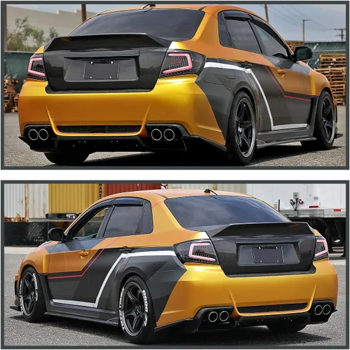 Miniatura 5 de SPEC-D TUNING Luces traseras secuenciales negras con barra LED blanca compatibles con Subaru Impreza/Impreza WRX 2008-2011, conjunto de par