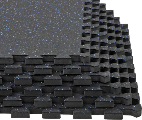 Miniatura 3 de Xspec Alfombrilla de ejercicio de espuma EVA de 1/2 pulgada de grosor de 48 pies cuadrados (12 azulejos) con parte superior de goma entrelazada