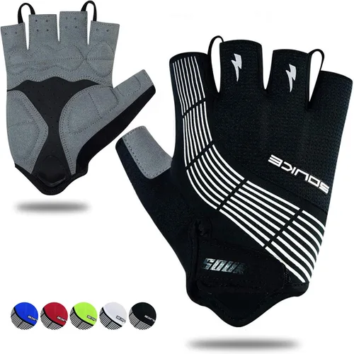 Souke guantes acolchados para ciclismo de medio dedo absorción de impactos antideslizantes transpirables para hombre y mujer