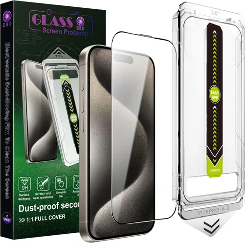 Miniatura 24 de Paquete de 2 protectores de pantalla mate antiluz azul para iPhone 14 Pro Max/15 Plus/16 Plus (6.7 pulgadas), vidrio templado 9H, antirreflejos