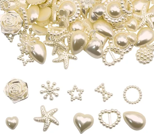 Chenkou Craft Aleatorio 3.53 oz/lote (alrededor de 400 unidades) 0.157-0.787 in perlas de imitación semicirculares Seastar Bow Rose Rhinestone parte