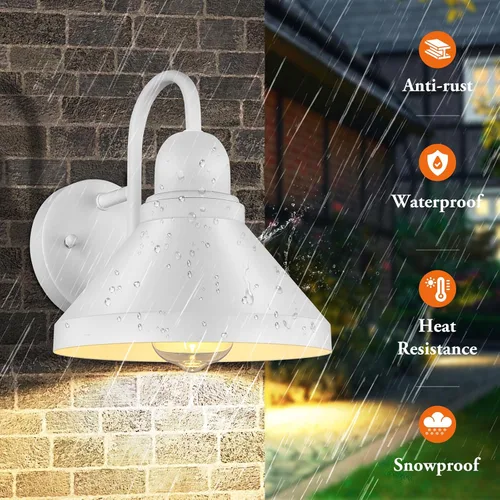 Miniatura 6 de Linternas de pared exterior de cuello de cisne Brightever, paquete de 2 accesorios de luz exterior, apliques de pared antióxido para granero al aire