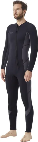 Miniatura 8 de Hevto - Traje de neopreno de 3/2 mm para hombre, cremallera frontal, traje corto completo para aguas frías, para natación, surf, buceo