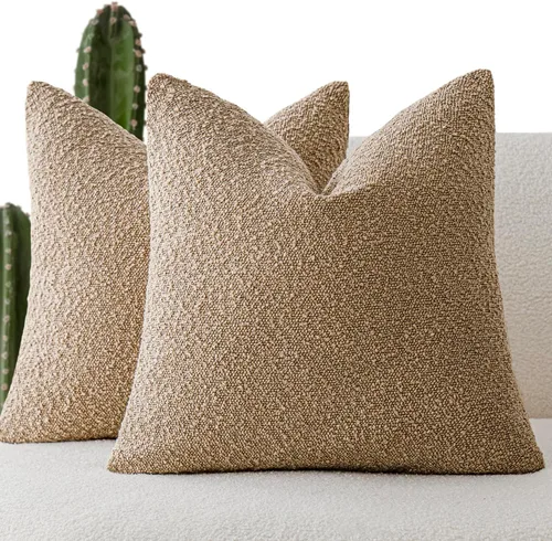 Miniatura 20 de Foindtower - Juego de 2 fundas decorativas de textura de bucle, fundas de almohada acentuadas, fundas de cojín sólidas, neutrales, para sofá, silla