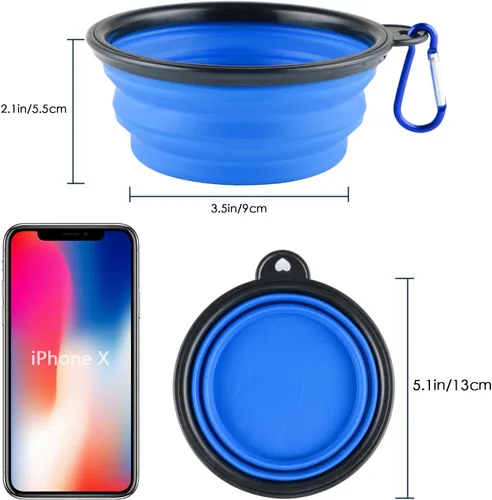 Miniatura 2 de 3 cuencos plegables de silicona para perros, plato plegable expandible para mascotas pequeñas, comida y agua, tazón portátil de viaje, etiqueta