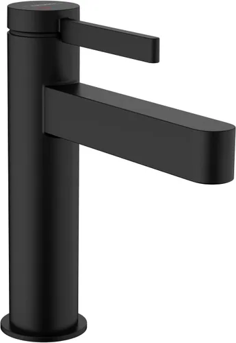 hansgrohe Finoris 76020671 - Grifo de lavabo de baño con montaje de drenaje emergente, 1.2 GPM, negro mate, 76020671 Mate negro