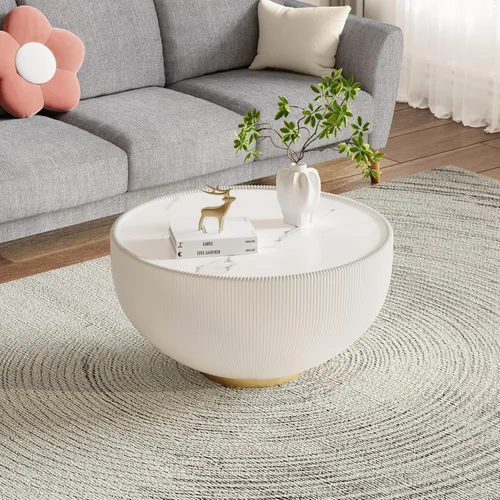 Miniatura 22 de Mesa de centro moderna, mesa de té central circular de 15.75 pulgadas, mesa de cóctel, mesas de centro redondas cilíndricas para sala de estar