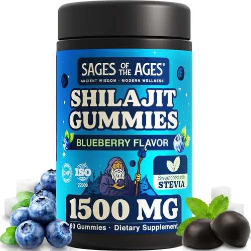 Gomitas Shilajit – 1500 mg de shilajit del Himalaya para hombres Energía y Resistencia – Complejo de ácido fúlvico puro – Orgánico, vegano, sin OMG,