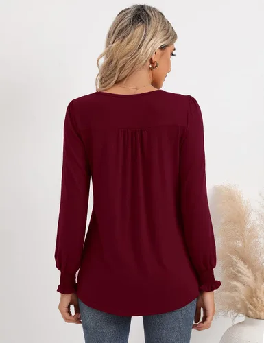 Miniatura 5 de LOMON Blusas de verano para mujer, de manga corta, estilo bohemio, bordado, informal, de algodón