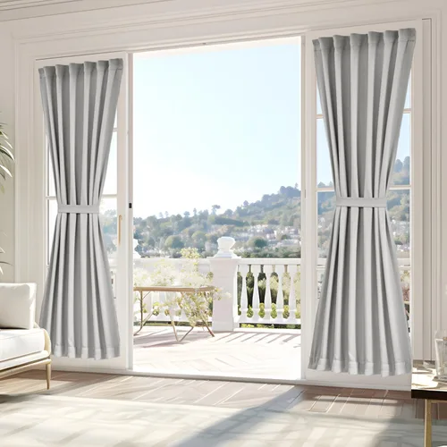 Miniatura 86 de Vatge - Cortinas autoadhesivas para puerta francesa, tratamiento de ventana con filtro de luz sin varillas ni perforaciones para puertas de cristal