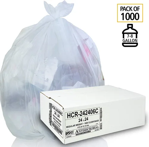 Miniatura 3 de Aluf Plastics Bolsas de basura de alta densidad, 10 galones, 1000 unidades, 6 micrones (eq), 24" x 24", transparentes, para baño, oficina