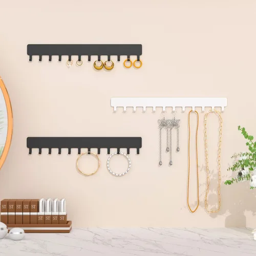 Miniatura 4 de Bussdis Organizador de Collares - Organizador de Joyería Colgante, Autoadhesivo, Montaje en Pared, Paquete de 2, Negro