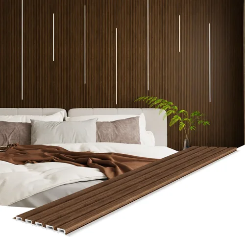 Paneles de pared WPC, paquete de 16 paneles de pared 3D de 48 × 6 pulgadas para decoración de pared interior, paneles de pared de acento moderno