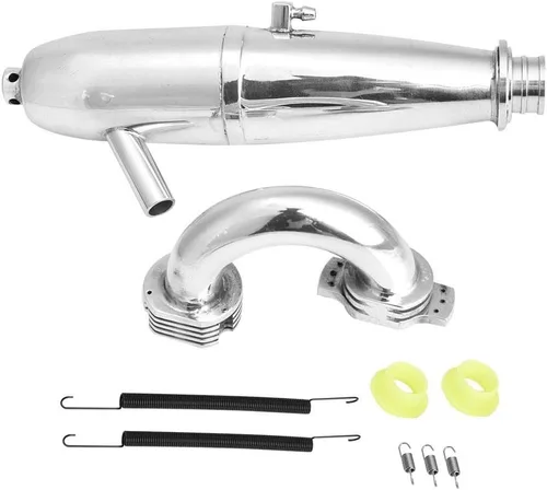 Miniatura 8 de Dilwe Tubo de escape de coche RC, tubo de junta de escape doble de aleación de aluminio para HSP Redcat 1/8 RC coche/SH 21/28CXP motor RC